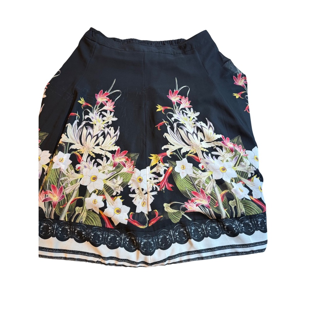 Soft Surroundings Black Floral A-Line Skirt Plus Size 1X Side Zip Lined 58715